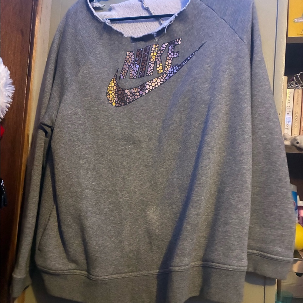 Nike Gray Sweatshirt with Holographic Logo